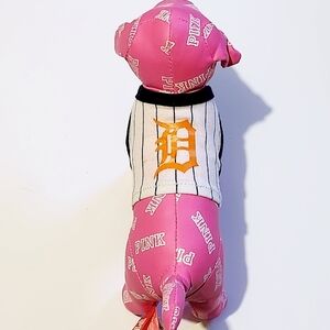 *3 for $30* Pink 6" Faux Leather Dog Plush with Detroit Tigers Jersey